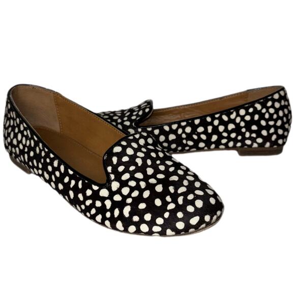 J. Crew Cora Calf Hair Loafers Cheetah Print Black and white women's size 6 - Picture 1 of 16